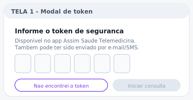 Botão "Não encontrei o token" no modal